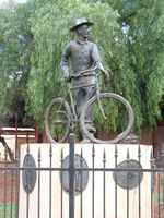 Sculpture of Dr Charles Laver after whom the town was named